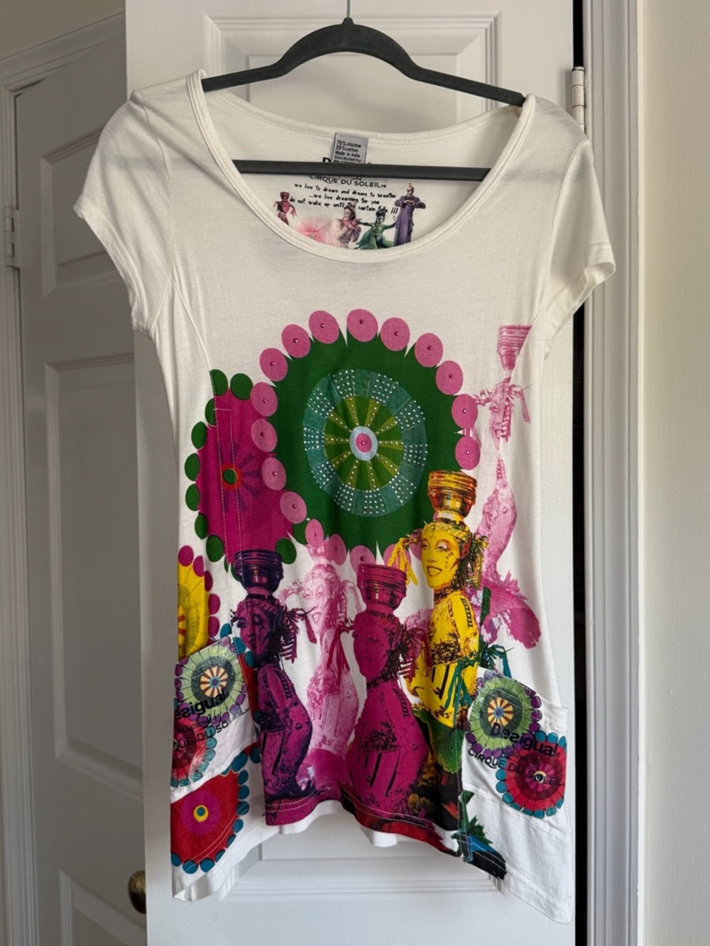 Desigual Cirque du Soleil Graphic Tee Rhinestone Patchwork Print Size Medium Top